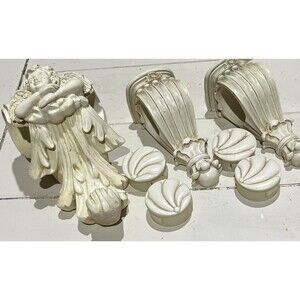 Lot of 3 Vintage Angel Drapery Curtain Rod Wall Decorative Sconce Corbel Holders